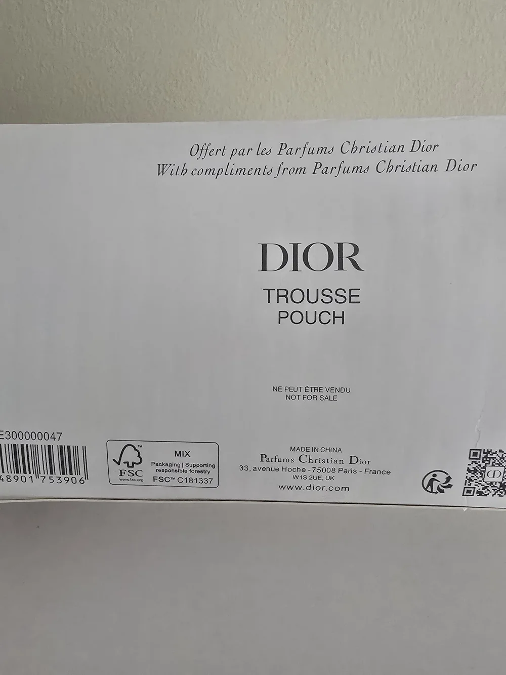 Dior Beauty White Canvas Cosmetic Pouch